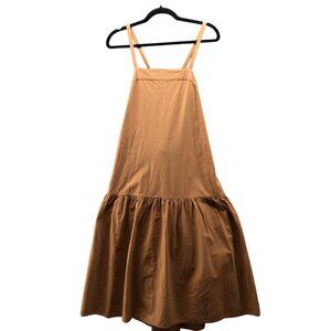 Everlane Pinafore Midi Dress Womens 2 Tan Tiered Sleeveless Cami